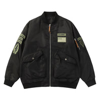 Baseball Uniform Badge Embroidery Sports Loose Casual Zip Coat