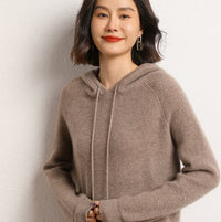 Women's Loose Hooded Sweater Pullover Raglan Short