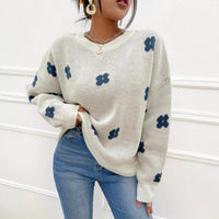 New Loose Round Neck Pullover Brocade Sweater