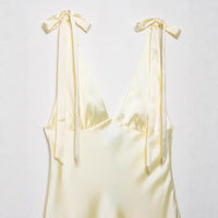 Womens Bow-Decorated Satin-Feel Dress