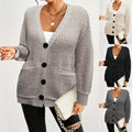 Fashion Loose Pockets Button Women's Cardigan Sweater