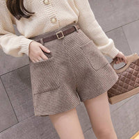 Woolen Women's Outer Wear Wide Leg Shorts Women's Winter High Waist