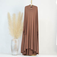 Middle East Dubai Turkey Solid Color Batwing Dress