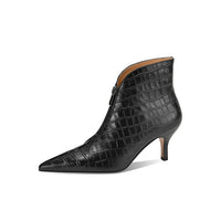 Stiletto-heel Ankle Boots With A Pointed Toe Crafted From Embossed Cowhide