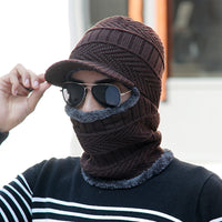 Anti-cold Integrated Hat Men's Autumn And Winter Warm Head Cover Open-eye Knitted Woolen Hat