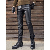 New Arrival Genuine Leather Retro  Slim Fit Biker Pants