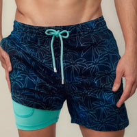Men's Quick-Drying Double-Layer Beach Swim Trunks