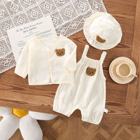 Baby Summer Wear Gauze Suspender Pants Thin Hooded