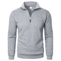 Men's Stand Collar Half Zip Casual Solid Color Long Sleeve