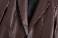 Women's European And American Style PU Leather And Leather Pants Suit