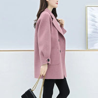 Autumn Winter Plus Size Loose Slimming Mid Length Wool Coat