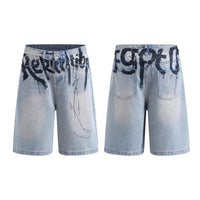 American High Street Ink Painting Blue Jeans