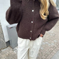 Women's Soft Light Purple Long Sleeve Hip Knitted Cardigan