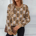 Flower Jacquard Pullover Women's Sweater