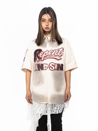 Wu Lekvar American Tie-dye Letter Print Shirt