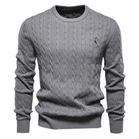 Embroidered Solid Color Knitted Sweater With Deer Pattern