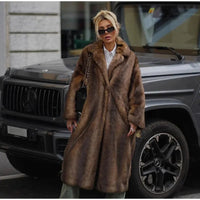 Women's Winter Warm Long Imitation Mink Coat Thickened Fleece Coat Fashion Street
