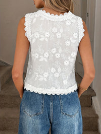 Embroidered V-neck Heavy-duty Floral Vest
