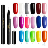 5pcs Nail Polish Pen 3 In 1 One Step Glue Pen Multicolor