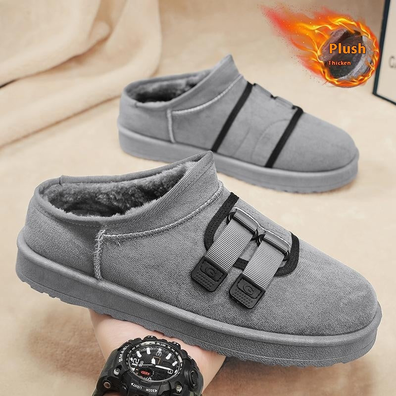 Winter Half Slippers Men's Shoes Fleece-lined Thick