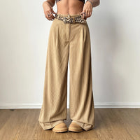 Women's High-waisted Vertical-striped Wide-leg Pants
