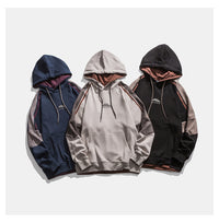 Contrast Colors False-two-piece Loose Hooded Sweater