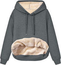 Womens Warm Fleece Pocketed Hooded Sweatshirt For Sports