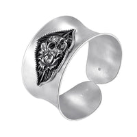 Womens Wide Stylish Open Bangle In Brushed Pure Silver With A Vintage Look