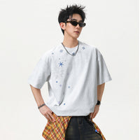 Men's Cotton Loose-Fit Short-Sleeve T-Shirt With Snowflake Print