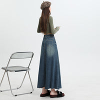 Fashionable With Side-slit Denim Skirt For Women