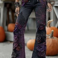 Vintage Halloween Black And Purple Rose Gothic Art Jeans