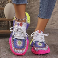 Fashion Printed Flat Sports Shoes Front Lace-up Plus Size