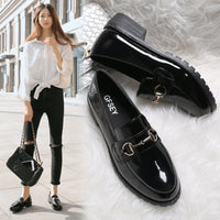 British leather platform casual shoes