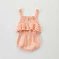 Summer Baby Girl Spaghetti Strap Knitted Romper