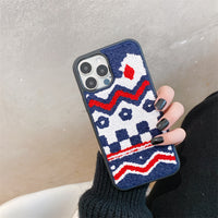 Fashion Cute Embroidery Diamonds Grids Phone Case For