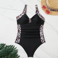 Women's Fashion One-piece Swimsuit Leopard Print Contrast Color