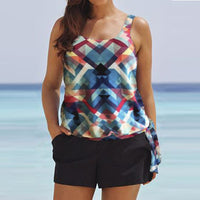 Digital printing slim split swimsuit