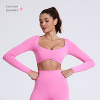 Nude Feel Yoga Long Sleeve T-shirt Tight Fold Movement Top