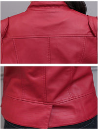 New Spring And Autumn Korean Style Motorcycle Stand-up Collar Slim Fit Slimming Leather Coat