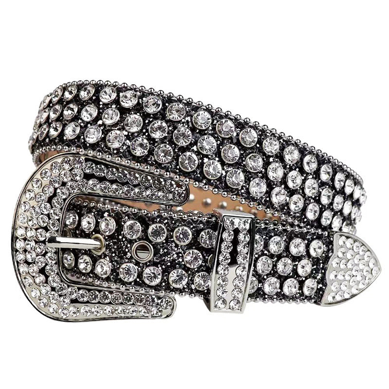 Women's Rhinestone Rivet Inlaid Rhinestone Alloy Pin Buckle Belt