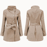 Women's Long Slim Fit Long Sleeve Woolen Coat