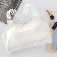 Cross-over off-the-shoulder bra