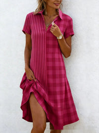 Bohemian 3D Printed V-Neck Short-Sleeve Maxi Dress