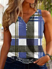 V-neck Buttons Sleeveless 3D Digital Casual Loose Vest