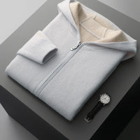 Autumn And Winter Men's Cashmere Thickened Half-high Collar Zipper Cardigan Sweater