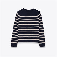 Women's Round Neck Loose Striped Knit Sweater
