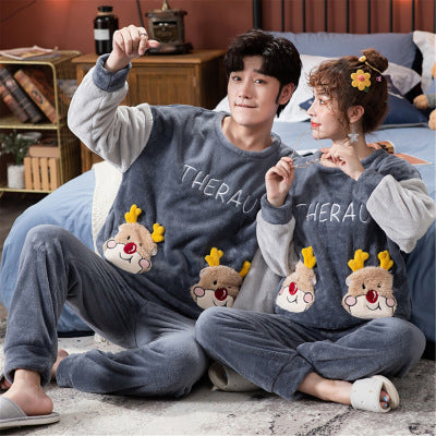 Velvet Couple Pajamas Korean Style Thickened Warmth