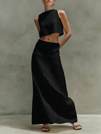 Summer Stylish Slimming Sleeveless Maxi Dress Elegant Two-Piece Set