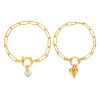 Golden Stainless Steel Small Square Chain With A Zircon Heart