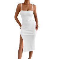 Strapless Sheath Dress With Open Back And Side Slit